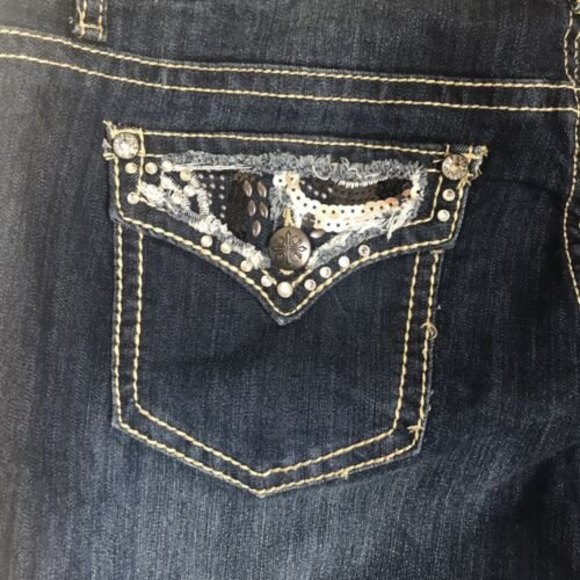 ND Weekend Bootcut Denim Jean Size 16 Rhinestone Sequin Bling NWOT Y2K 36x33 - Picture 7 of 11